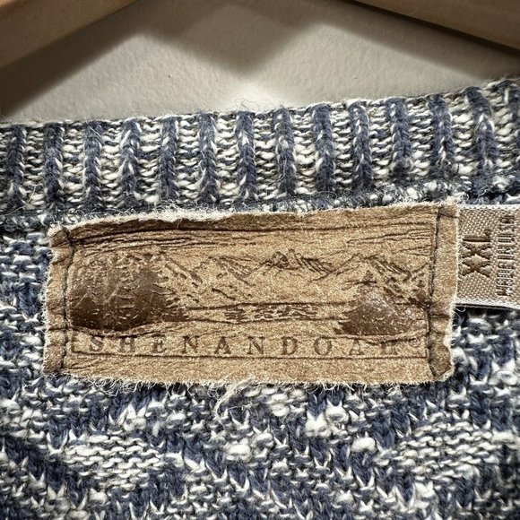 VTG SHENANDOAH Mens XXL Blue Gray Lattice Knit Cotton Blend Crew Neck Sweater US - Picture 3 of 12